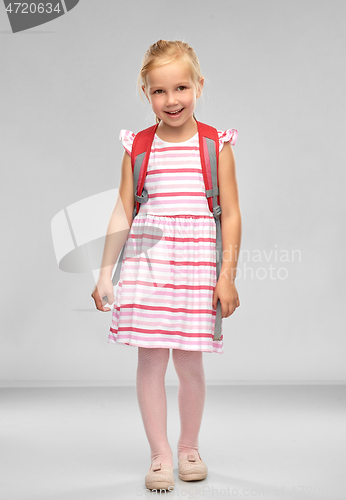 Image of happy student girl with school bag