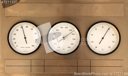 Image of Weather Station Gauges on a wall