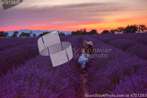 Image of woman portrait in lavender flower fiel