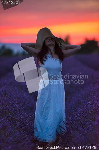 Image of woman portrait in lavender flower fiel