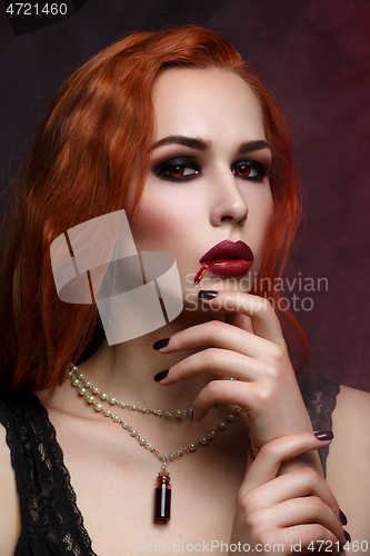 Image of Beautiful vampire young woman