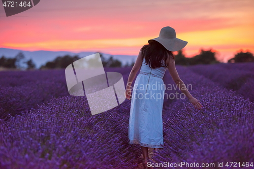 Image of woman portrait in lavender flower fiel