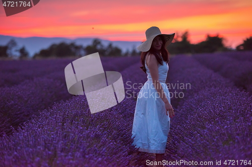 Image of woman portrait in lavender flower fiel