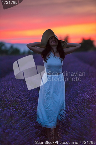 Image of woman portrait in lavender flower fiel