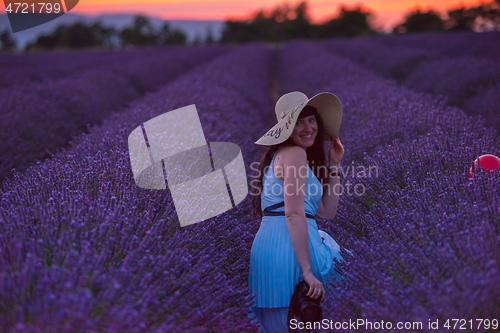 Image of woman portrait in lavender flower fiel