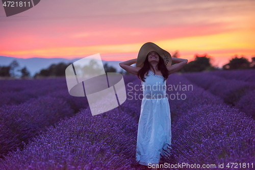 Image of woman portrait in lavender flower fiel