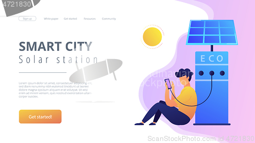 Image of Eco recharge stations in smart cityconcept landing page.