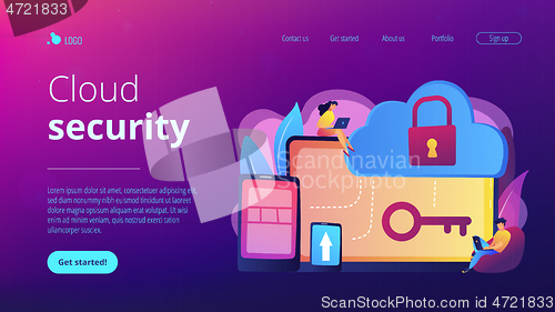 Image of Cloud computing security concept landing page.