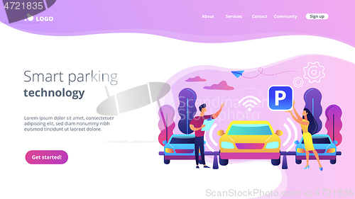 Image of Self-parking car system concept landing page.