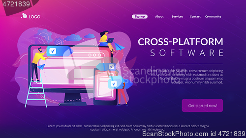 Image of Cross-platform software concept landing page.