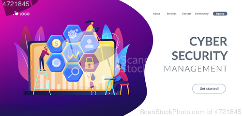 Image of Cyber security management concept landing page.