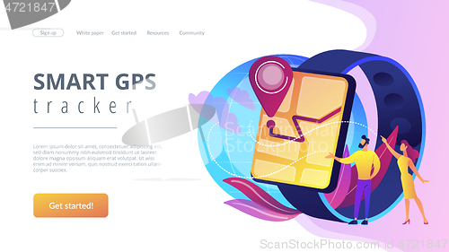 Image of Smartwatch navigation concept landing page.