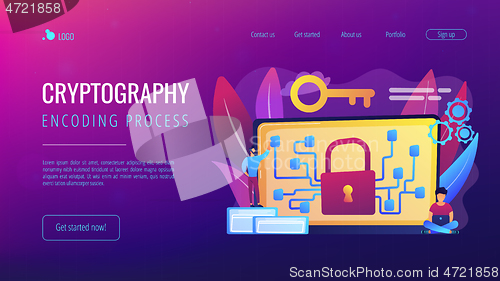 Image of Cryptography and encryption concept landing page.