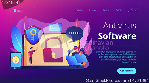 Image of Cyber security software concept landing page.