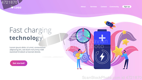 Image of Fast charging technology concept landing page.