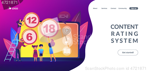 Image of Content rating system concept landing page.