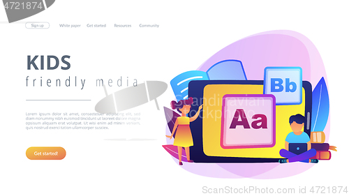 Image of Kids digital content concept landing page.