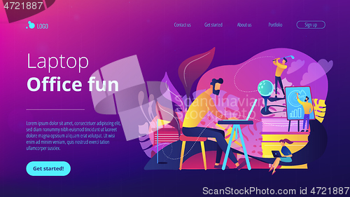 Image of Office fun concept landing page.