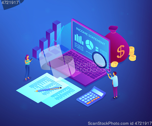 Image of Income statement isometric 3D concept illustration.