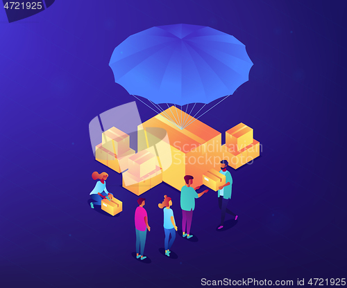 Image of Humanitarian aid concept vector isometric illustration.