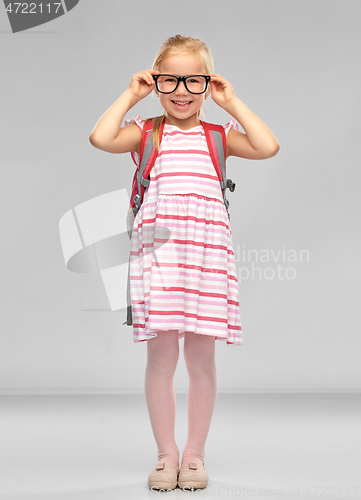Image of happy student girl with school bag