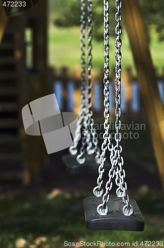 Image of Still swing detail in a playground
