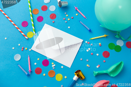 Image of postal envelope and birthday party props