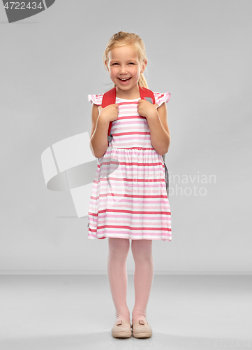 Image of happy student girl with school bag