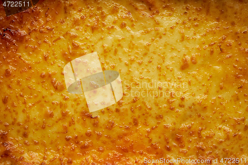 Image of Background texture of melted mozzarella cheese on a lasagne or pizza base