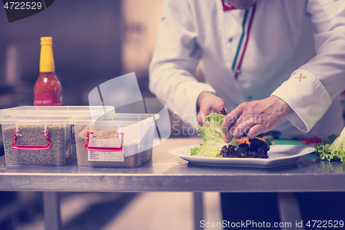 Image of chef serving vegetable salad