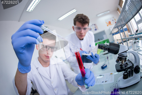 Image of Group of young medical students doing research