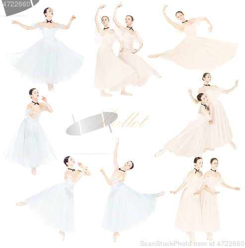 Image of Young graceful female ballet dancers, creative collage