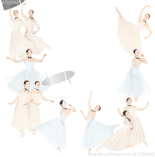 Image of Young graceful female ballet dancers, creative collage