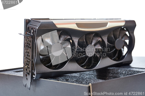 Image of Computer graphics card on a desk