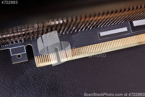 Image of PCI express connector standard on a graphics card