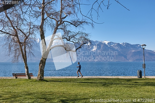 Image of Morning run on the shore of Lake Geneva