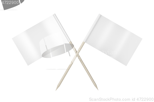 Image of Two toothpick flags on white