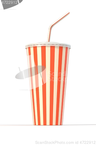 Image of Fast food cola drink cup and drinking straw