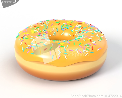 Image of Delicious donut with icing and sprinkles 3D illustration