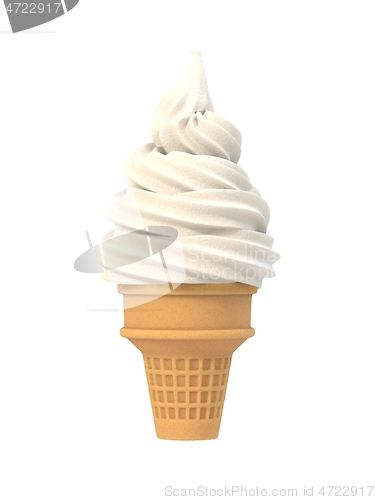 Image of Vanilla soft ice icecream in waffle cone