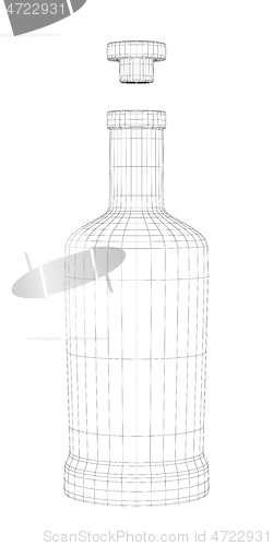 Image of 3D wire-frame model of bottle for alcoholic beverage