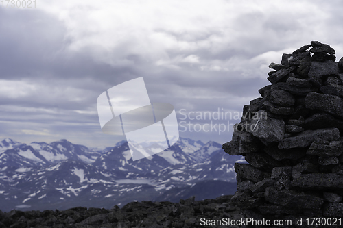 Image of Cairn on mountain top 