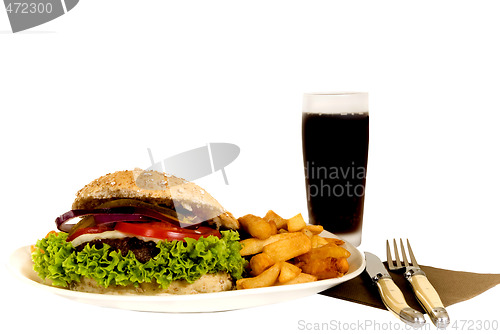 Image of Hamburger and fries