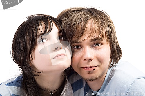 Image of Portrait of the young beauty couple. Isolated