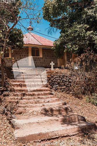 Image of stairs to monastery on Lake Tana, Ethiopia Africa