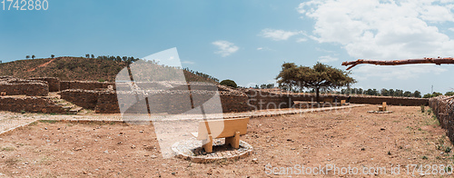 Image of Queen of Sheba palace ruins in Aksum, Axum civilization, Ethiopia.