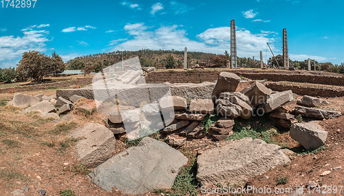 Image of Famous ancient obelisks in city Aksum, Ethiopia