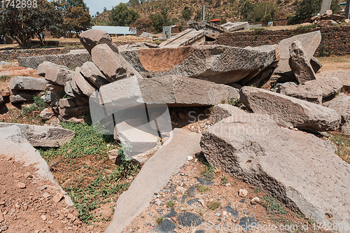 Image of Famous ancient obelisks in city Aksum, Ethiopia