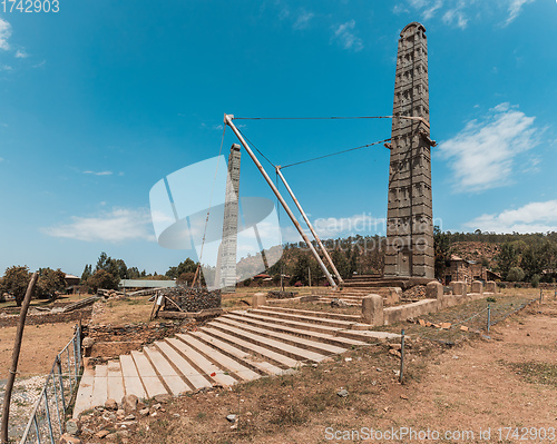 Image of Famous ancient obelisks in city Aksum, Ethiopia