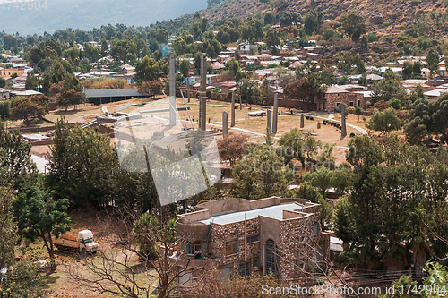 Image of Famous ancient obelisks in city Aksum, Ethiopia